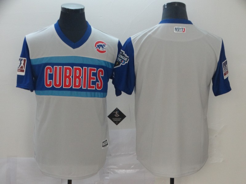 Customized Men Chicago Cubs blank white blue throwback MLB Jerseys